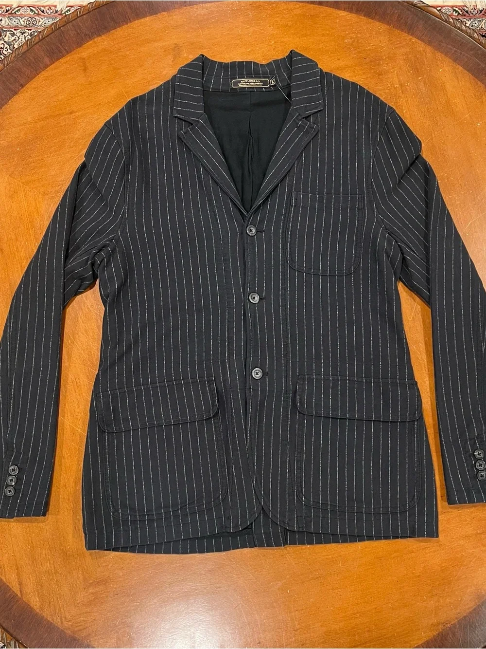 NWT Ralph Lauren Cotton Knit Striped 3-Button Unstructured Blazer Flatiron Large